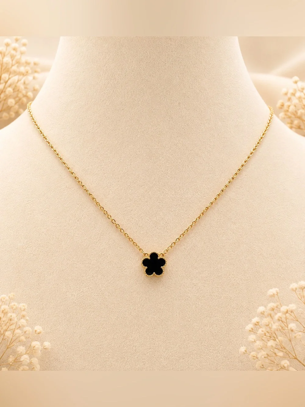 Gold and Purple Clover Pendant Necklace steel